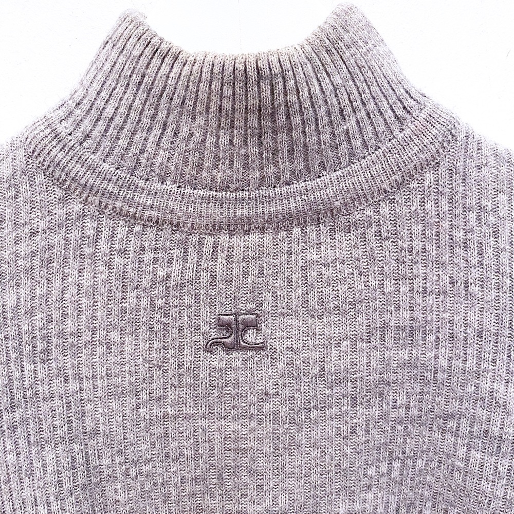 Courreges Grey Ribbed Turtleneck - S - Picture 3 of 7